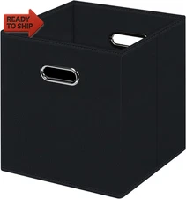 Black Foldable Storage Cubes Bins , Fabric Storage Box Cubes Organizer Baskets