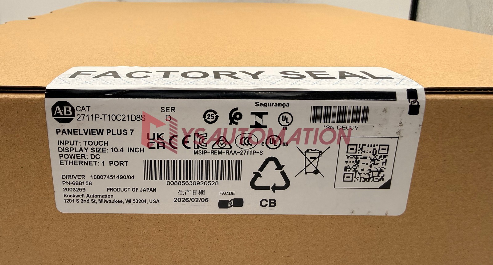 2026 New in box AB 10" Factory Sealed 2711P-T10C21D8S HMI PanelView Plus 7 US