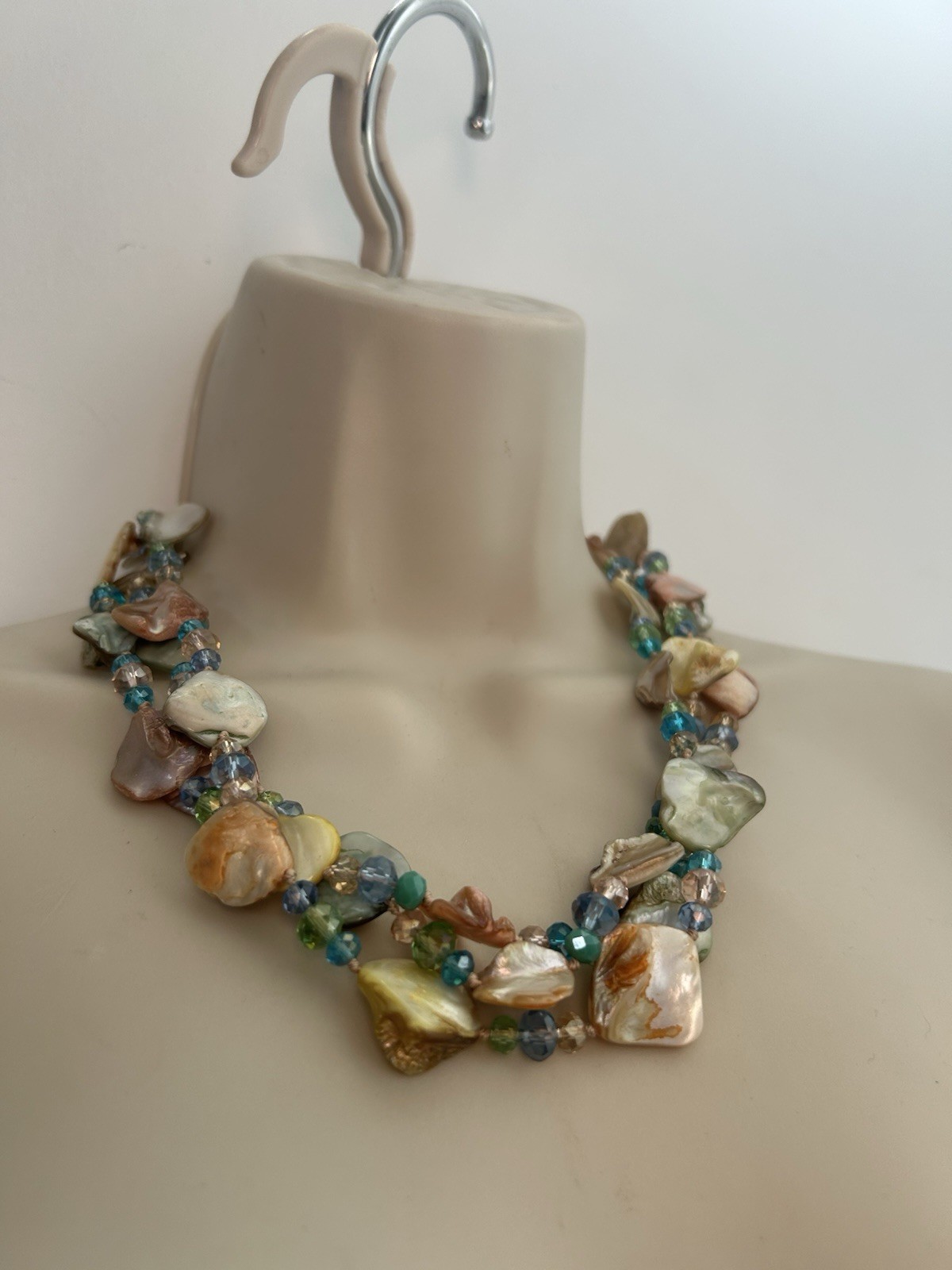 Collar Length Multi Strand Multicoloured Nugget S… - image 8