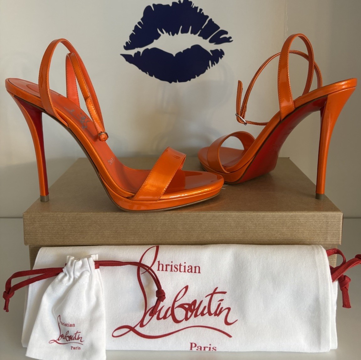 NEW Christian Louboutin Miss Z Sandal Queen 120 Magma Orange $945