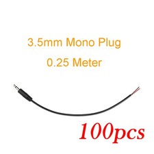 100pcs 25cm Audio Aux Cord 3.5mm 1/8" Mono Male Plug 2pin Wire DIY Pigtail Cable
