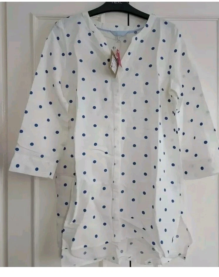 SALE! Joules Ladies Shirt White Blue Spot Leesal Linen Blend Size 12 Summer BNWT
Opens in a new wind