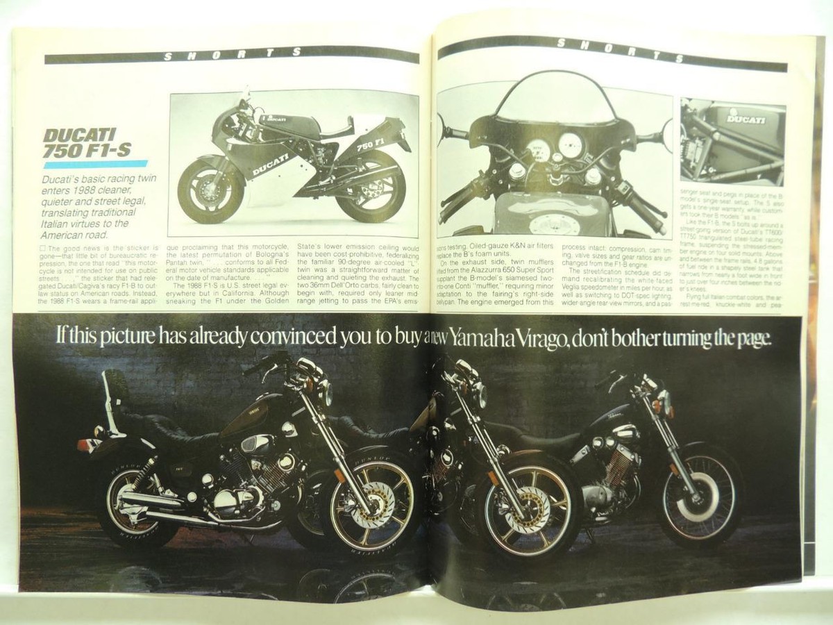 June 1988 Vintage Cycle Magazine Kawasaki ZX-10 BMW R100GS Daytona