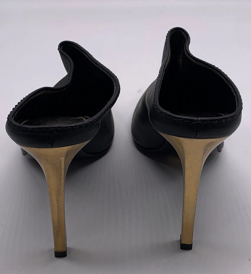 Lanvin 女式光滑黑色皮革尖头骡子高跟鞋 39 码 US 9 — 第 4/4 张图片