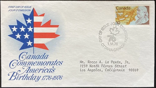 FDC~1976 COMMEMORATING AMERICAN BICENTENNIAL~CANADA COMMEMORATES BIRTHDAY