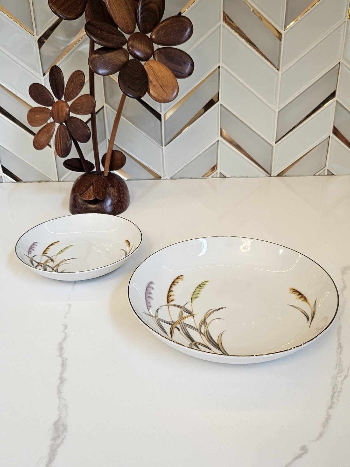 RARE Japan China Sakura MARSH REED Complete Setting For 4 VTG, MINT 