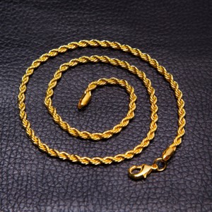 gold chain 18k necklace jewelry mens rope 6mm link yellow cool twisted twist plated 50cm filled chains stainless steel unisex