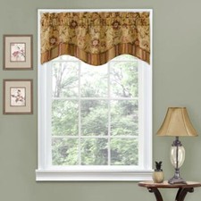 Navarra Farmhouse Scalloped Valance Rod Pocket Window Curtain for Kitchen NEW
