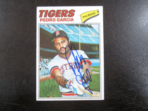 1977 Topps # 453 Pedro Garcia Carta Firmata Autografo (M) Detroit Tigers - Foto 1 di 2
