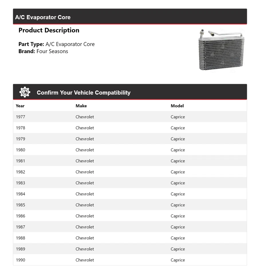 For 1977-1990 Chevrolet Caprice A/C Evaporator Core 4 Seasons 1978 1979 1980 - Image 2 of 4