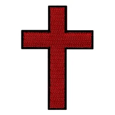 CHRISTIAN CROSS iron-on PATCH embroidered BLACK RED CRUCIFIX JESUS BIKER new 