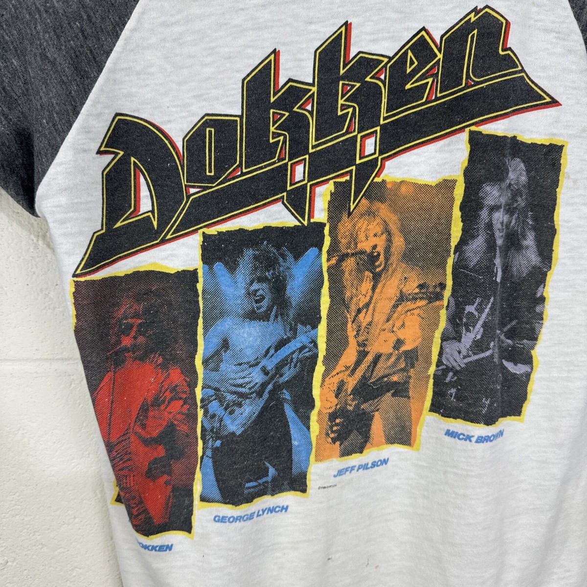 Vintage Dokken 3/4 Sleeve Baseball Raglan Shirt Medium Back For