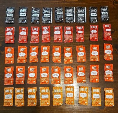 45 Taco Bell Sauce Packets : 9 Mild - 18 Hot -9  Fire -9  Diablo :  FRESH SEALED