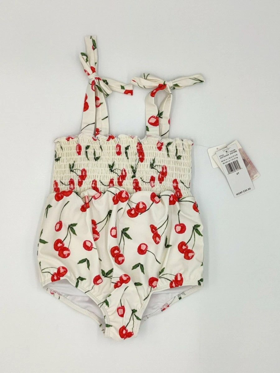 Jessica Simpson Cherry Swimsuit Infant Toddler Kids UPF 50+Bathing Suit 4T