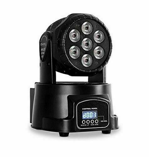FARO STROBO RGB DJ FARETTO 7 LED X 10W testa rotante 360° COLORI EFFETTO DISCO