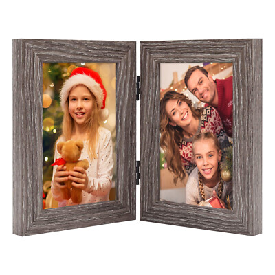 4x6 5x7 Double Picture Frame Hinged Photo Two Folding Desktop Glass Vertical