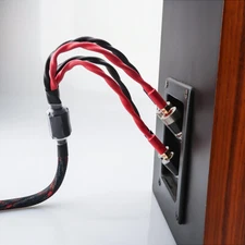 Pair HiFi Speaker Bi-Wire Banana / Spade Plugs 12AWG OCC Cable Loudspeaker Cord