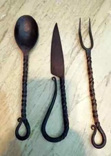 Set Iron Spoon Fork Knife Viking Medieval Feastware Cutlery Feasting