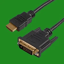 1x 3m DVI-D to HDMI Converter Lead, Digital TV, PC Monitor, Black Cable