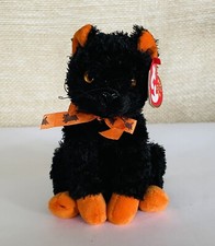 Vintage 2000 TY Beanie Babies FRAIDY Black  Orange Bean Bag Plush Halloween Cat