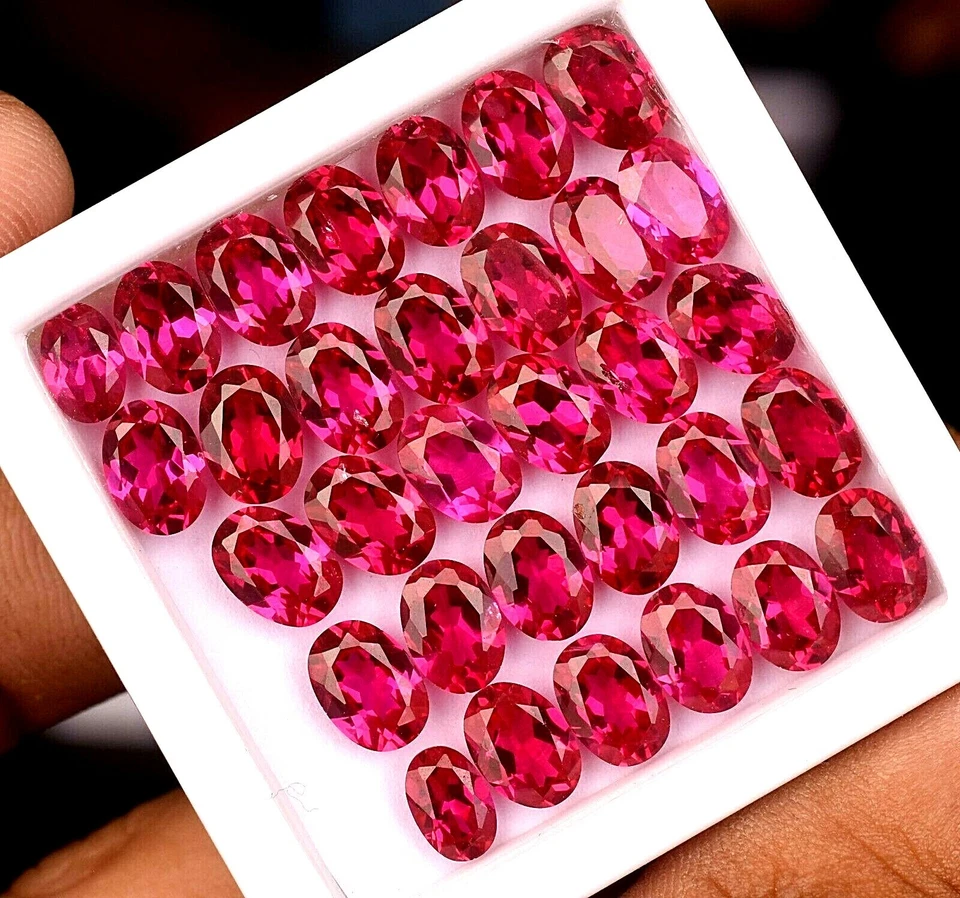 32 Pcs Natural Red Mogok Ruby Oval 6.00 x 4.00 mm CERTIFIED Treated Gemstone - Image 3 of 4