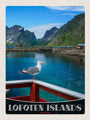 Holzschild 30x40 Lofoten Island Norwegen Fluss Häuschen Wand Deko Cafe Sammler