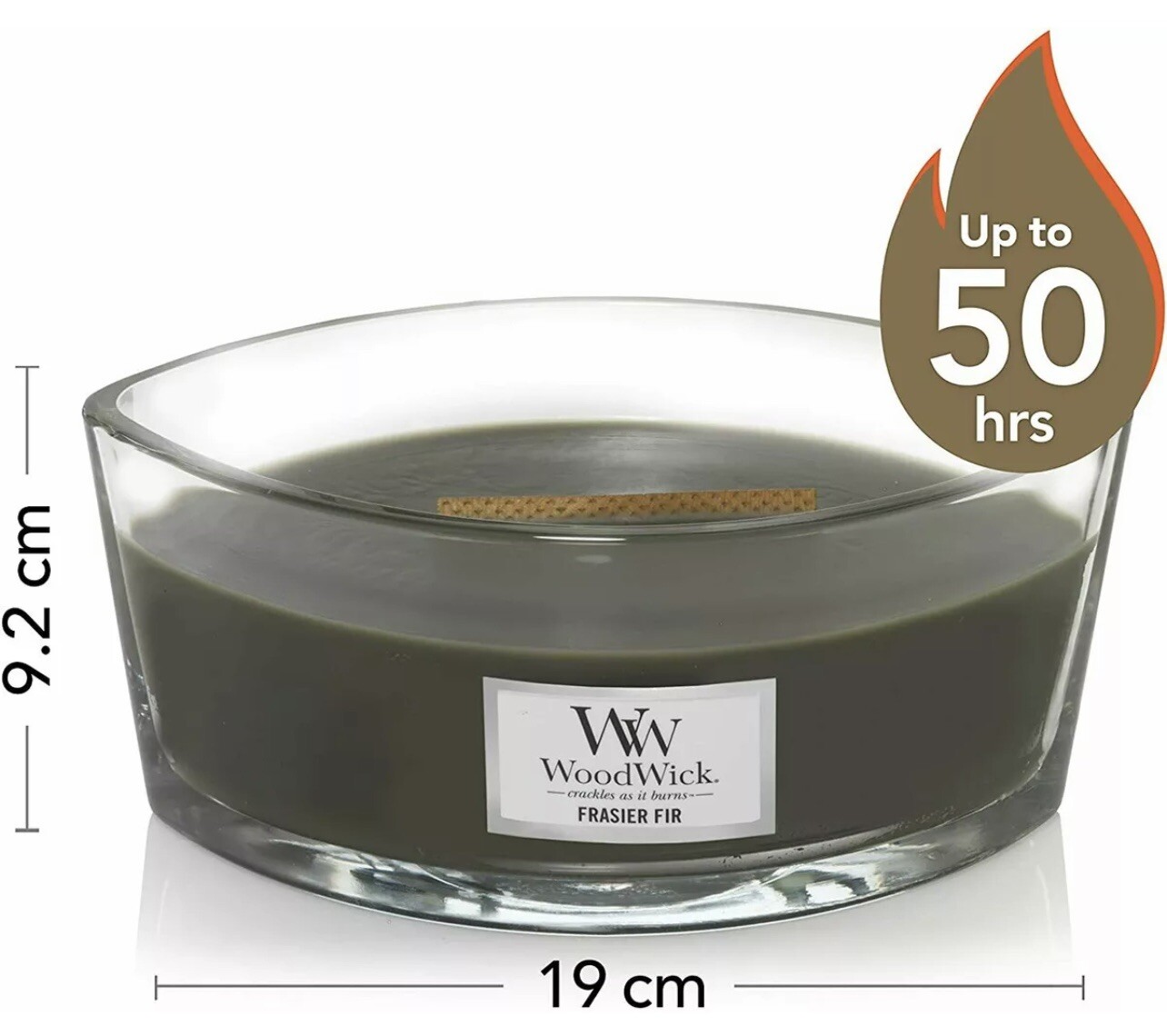 WoodWick Frasier Fir Scented Candle, Ellipse Glass Jar 16 Ounce. NEW