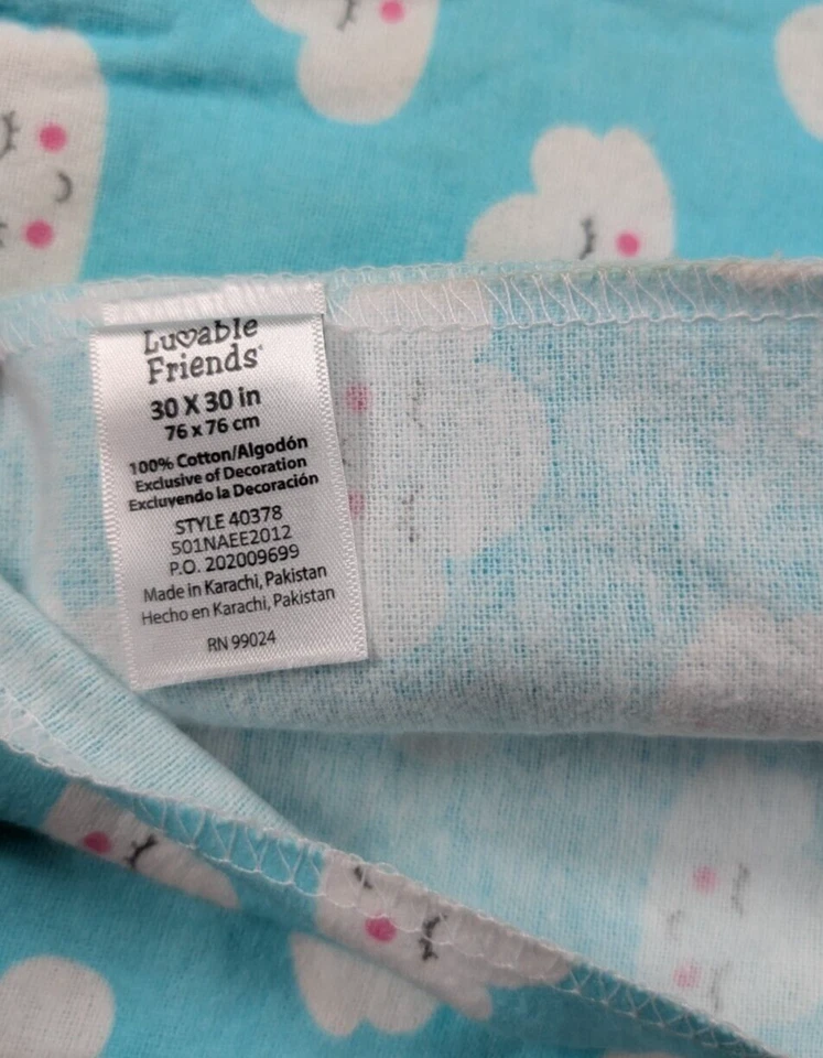 Manta de recepción de franela nube azul 30x30 Luvable Friends nueva sin etiquetas Foto 2 de 4