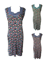 Damen Schürzenkleid Hauskleid Kurzarm Geblü...