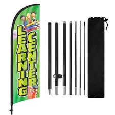 FSFLAG Learning Center Feather Flag 8FT with Pole and Stake Advertising Banner