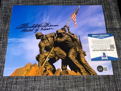 HERSHEL WILLIAMS SIGNED AUTO 8X10 PHOTO MEDAL OF HONOR IWO JIMA BECKETT BAS COA