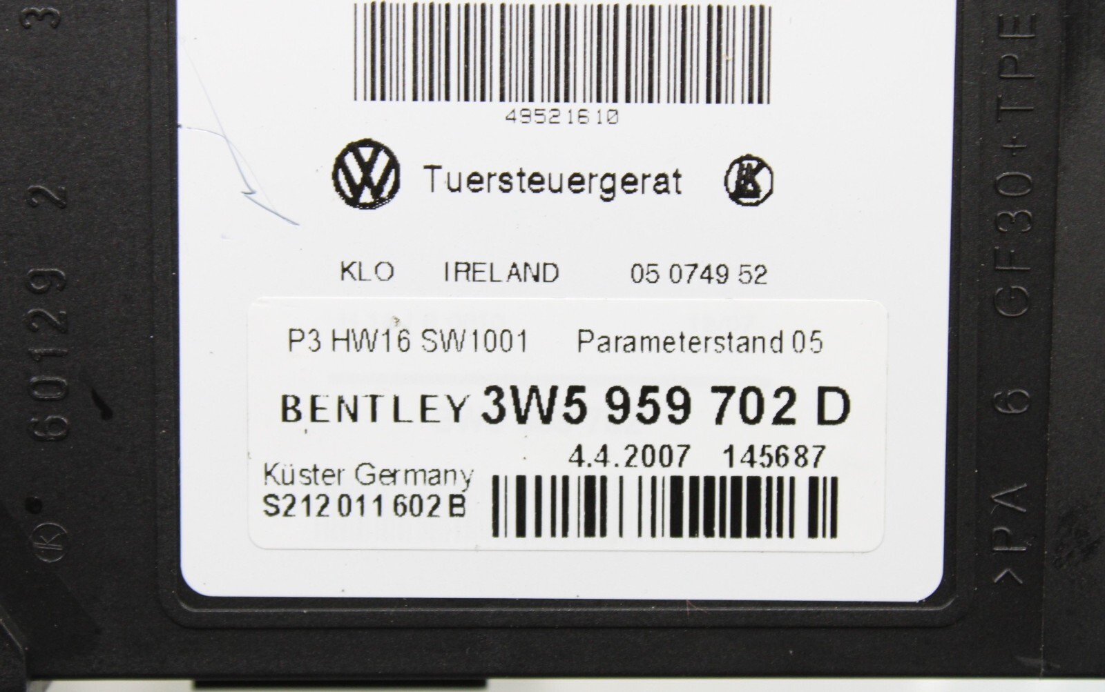 2006-2012 BENTLEY CONTINENTAL FRONT RIGHT SIDE DOOR WINDOW REGULATOR MOTOR OEM