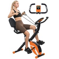 SPORTNOW Folding Exercise Bike with Arm Bands and Hand Pulse Sensor, Orange