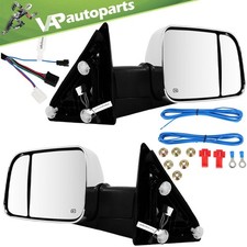 Tow Mirrors Pair Power Heated Chrome For Dodge Ram 1500-3500 Signal Puddle Light