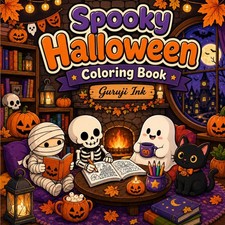 Spooky Halloween Coloring Book: 50 Bold Easy, Cute, and Cozy Designs for Adult