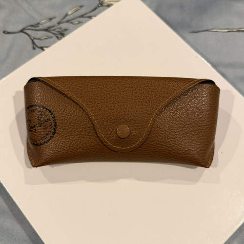 Ray-Ban Brown Leather Hard Case Snap Closure for Glasses/Sunglasses