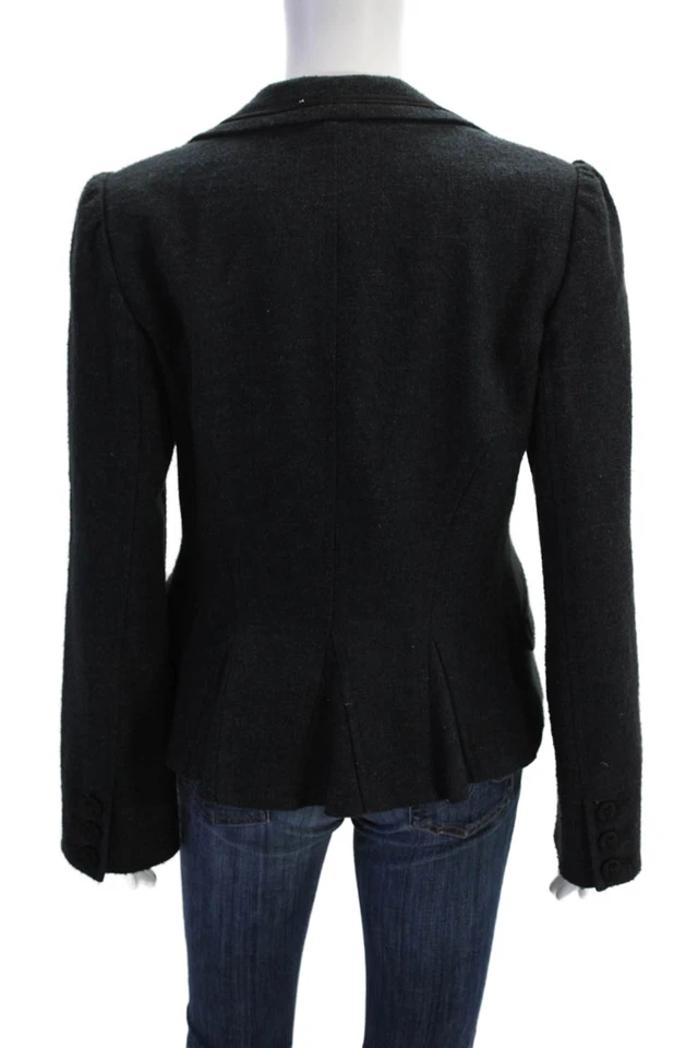 Chaqueta Blazer Nanette Lepore Mujer Mezcla Lana Cuello Abotonada Azul Marino Talla 10 Foto 3 de 4