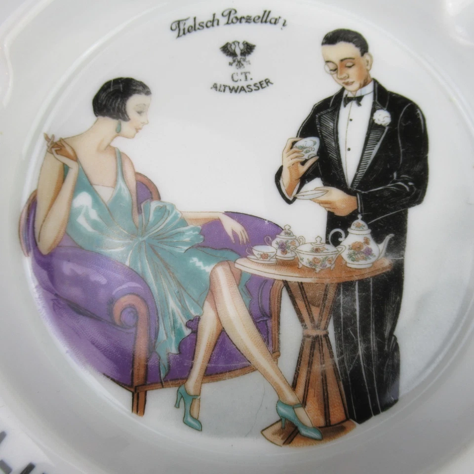 C. T. Tielsch Altwasser Porzellan Aschenbecher Werbung Art Deco 20er 30er Jahre - Bild 4 von 4