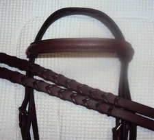 JEREMY & LORD Bridle & Laced Reins -RAISED- Brown Leather - Cob/Arab Size - NICE