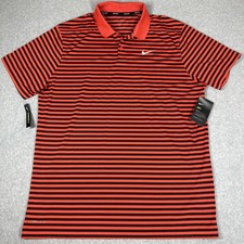 Nike Golf Dri-Fit Men's Polo Red/Black Striped Shirt size XL Stretch NWT
