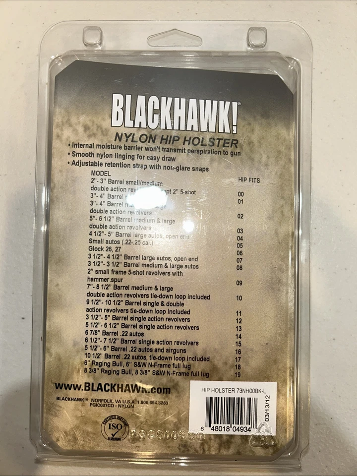 "Funda de cadera Blackhawk 2-3"" barril/revólveres pequeños DA excepto 2"" 5 disparos 73NH00BK-L" Foto 2 de 2