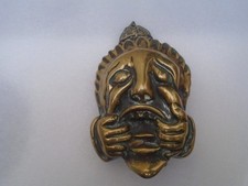Rare antique brass DENTIST door knocker Odd grotesque face with toothache