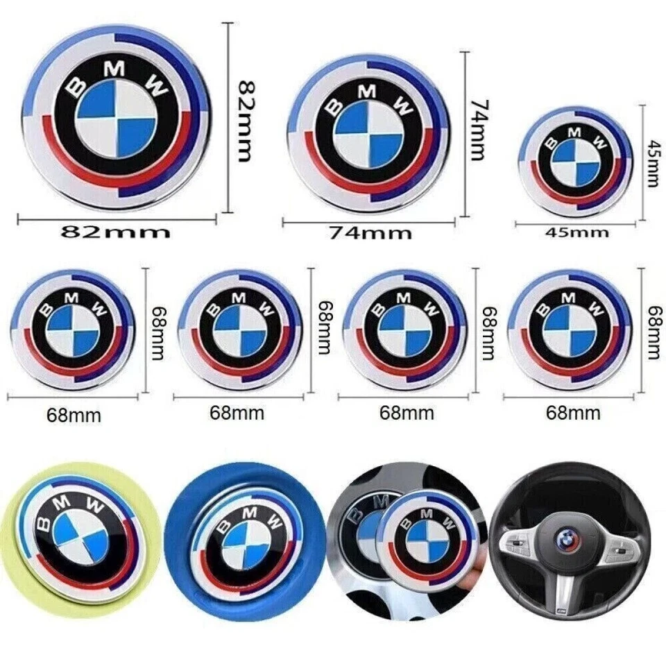 For BMW 50th Anniversary Emblem Centre Caps Badges Set 82mm 74mm 68mm 45mm 7PCS Foto 4 de 4