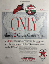 1953 Texaco Fire Chief Gasoline Climate Controlled 25 Weather Areas VTG Print Ad