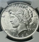 1924 NGC MS63 S$1 Philadelphia Mint Peace Silver Dollar Graded Coin AU