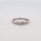 Vintage Landstrom Black Hills Gold Sterling Silver 925 Heart CZ Floral Ring 6.75