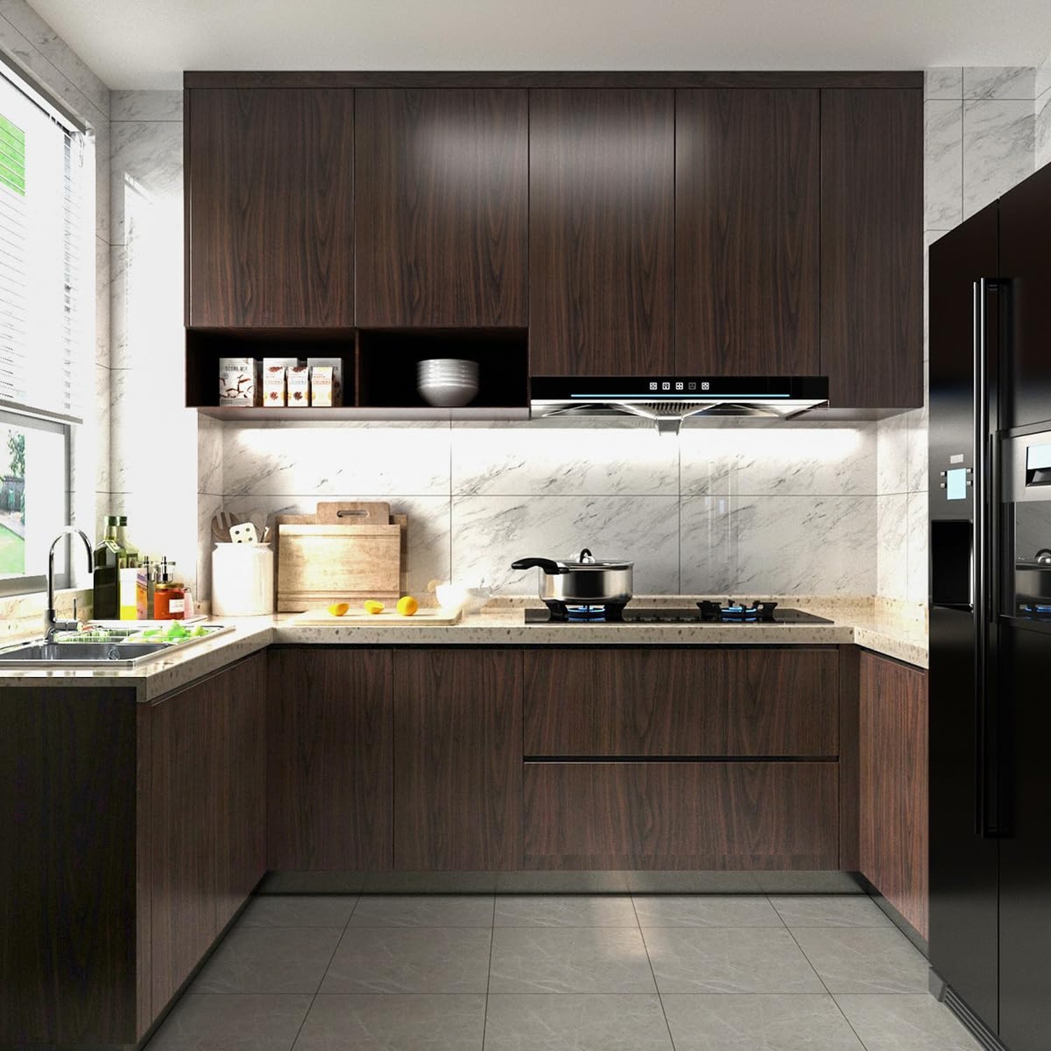 Dark Brown Wood Grain Contact Paper Thick Walnut Wood Wallpaper Peel Stick Bl...