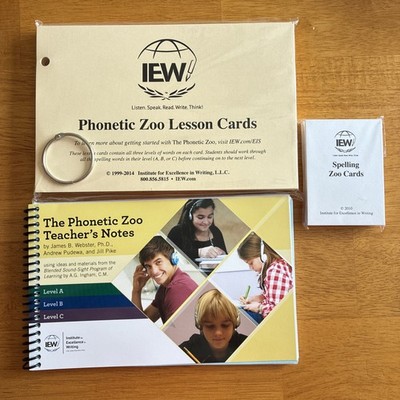 IEW The Phonetic Zoo Level A B C Teacher's Notes, Lesson Cards & Spelling Cards