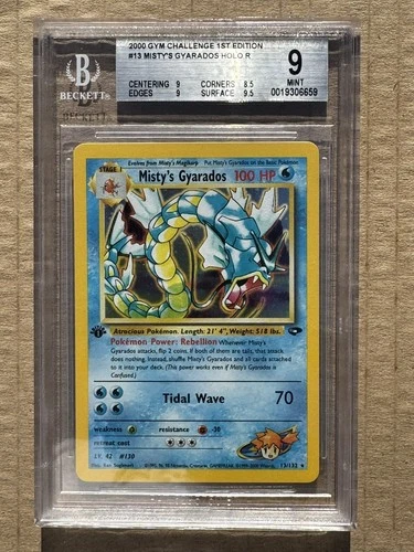 2000 Pokemon Gym Challenge 1st Edition Misty's Gyarados #13 Holo BGS 9