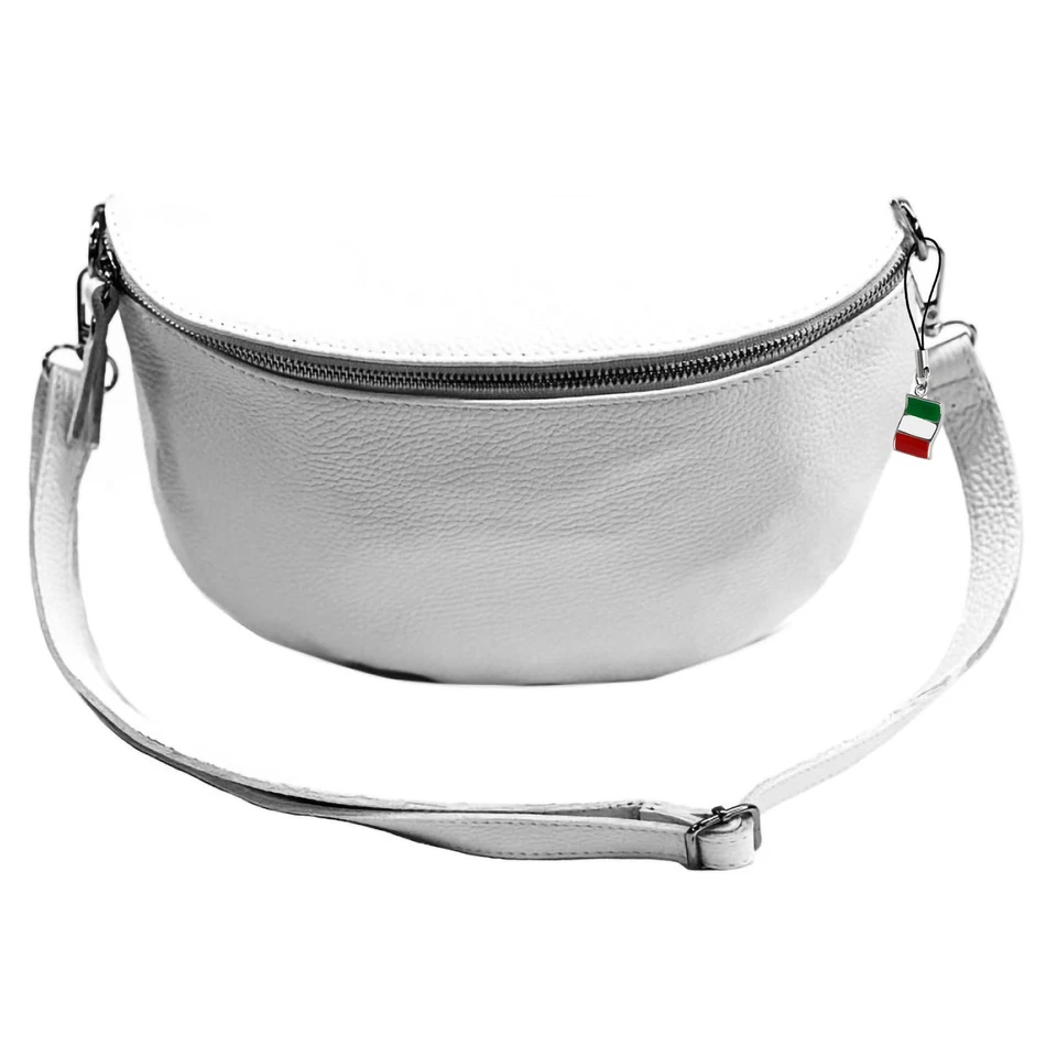 Florence Echtleder Bauchtasche groß Damen weiß Umhängetasche Jugend OTF825W - Bild 3 von 4